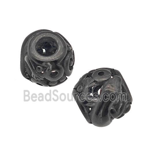 Stainless Steel Barrel Beads Cabrite Large Hole Hollow Black Plated