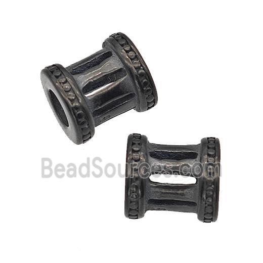 Stainless Steel Tube Beads Large Hole Hollow Black Plated