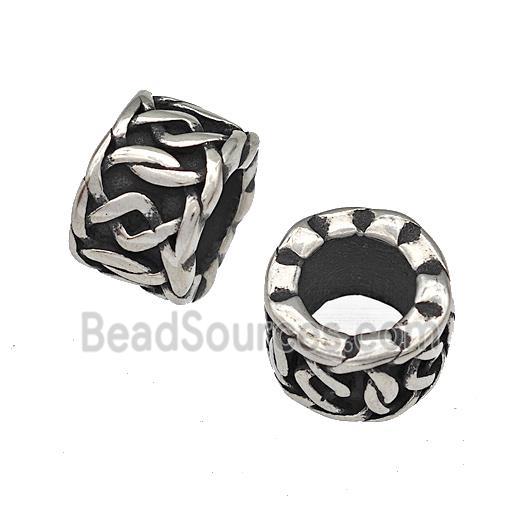 Stainless Steel Tube Beads Large Hole Antique Silver