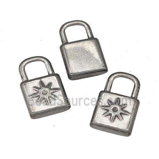 Raw Stainless Steel Lock Pendant