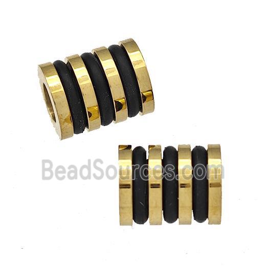 Stainless Steel Tube Beads Large Hole Column Gold Plated