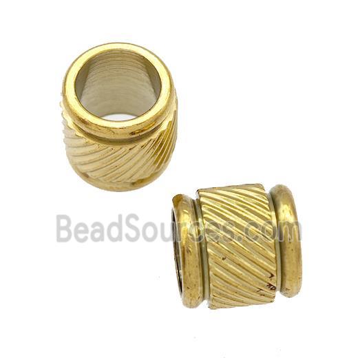 Stainless Steel Tube Beads Large Hole Column Gold Plated