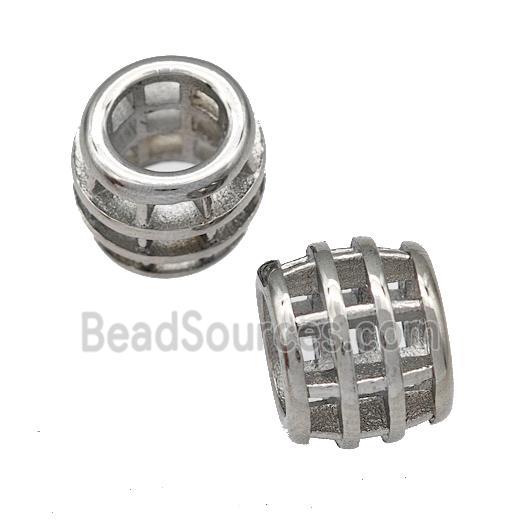 Raw Stainless Steel Barrel Beads Hollow Large Hole