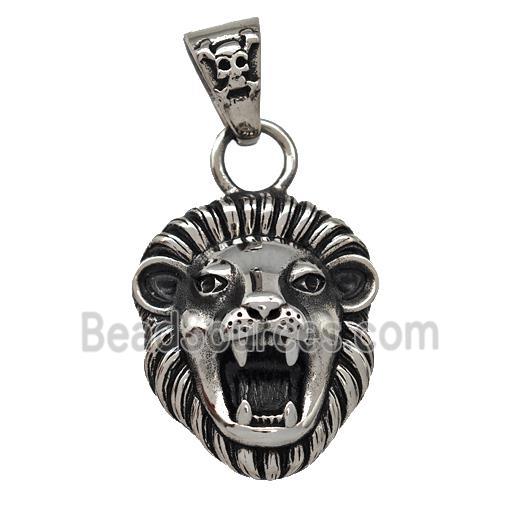 316 Stainless Steel Lion Pendant Antique Silver