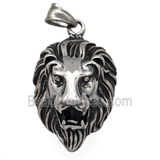 316 Stainless Steel Lion Pendant Antique Silver