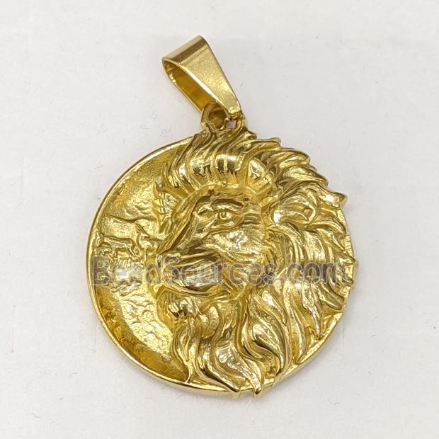 201 Stainless Steel Lion Pendant Gold Plated