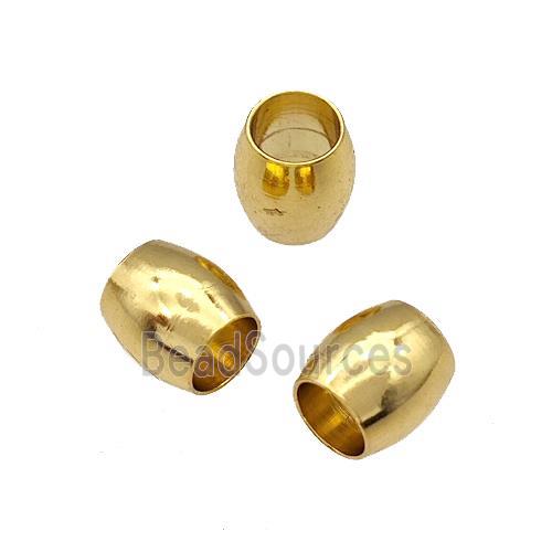 Stainless Steel Barrel Beads Large Hole Gold Plated