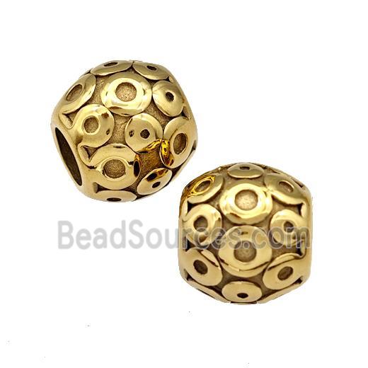 Stainless Steel Barrel Beads Large Hole Gold Plated