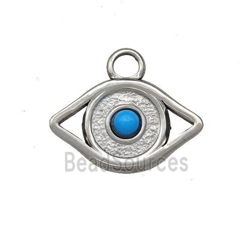 Raw Stainless Steel Eye Charms Pendant Pave Blue Synthetic Turquoise