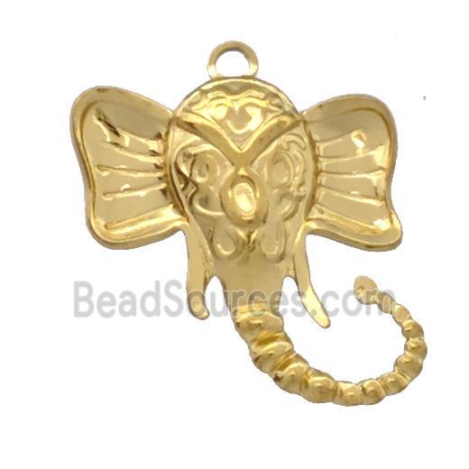 Stainless Steel Elephant Charms Pendant Gold Plated