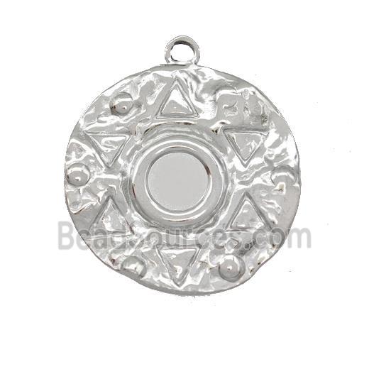 Raw Stainless Steel Circle Pendant