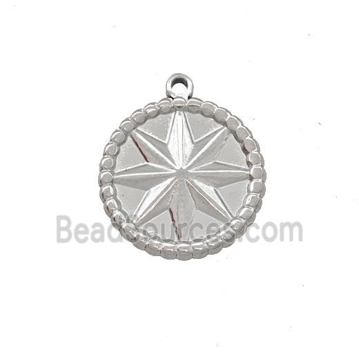 Raw Stainless Steel Compass Pendant