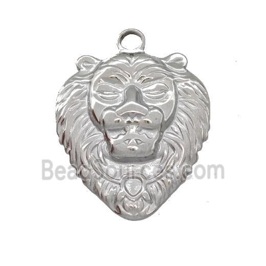 Raw Stainless Steel Lion Pendant