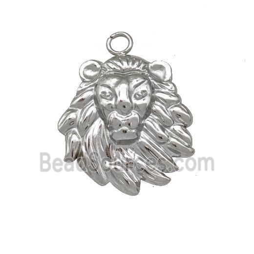 Raw Stainless Steel Lion Charms Pendant