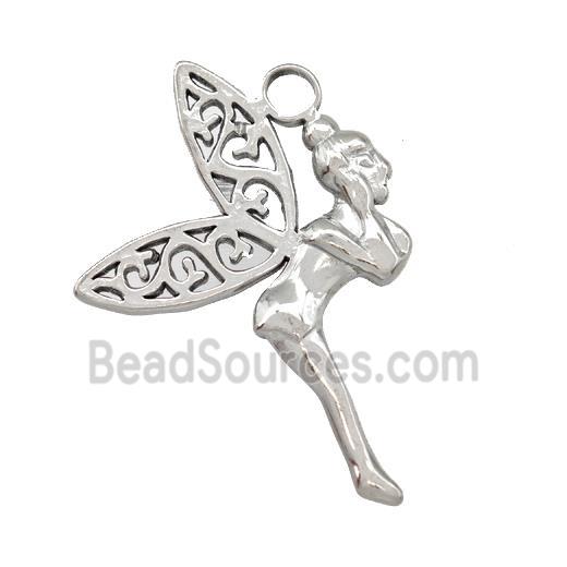 Raw Stainless Steel Fairy Charms Pendant