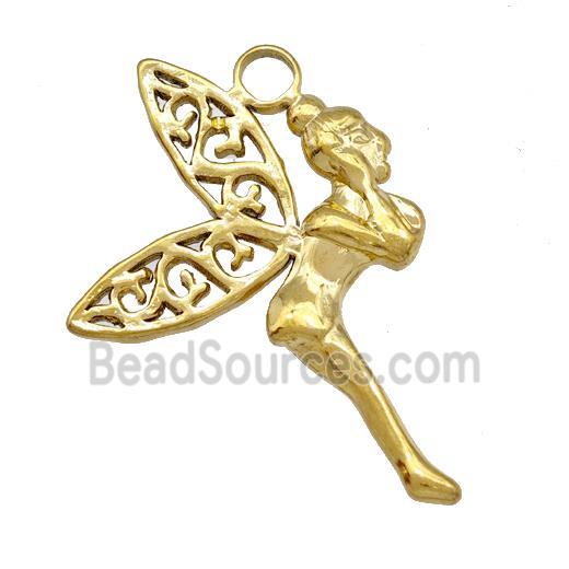 Stainless Steel Fairy Charms Pendant Gold Plated