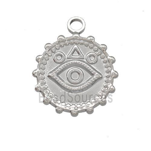 Raw Stainless Steel Eye Charms Pendant Circle