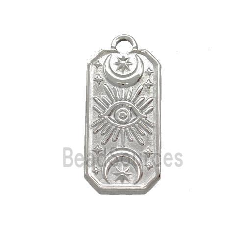 Raw Stainless Steel Eye Charms Pendant Rectangle