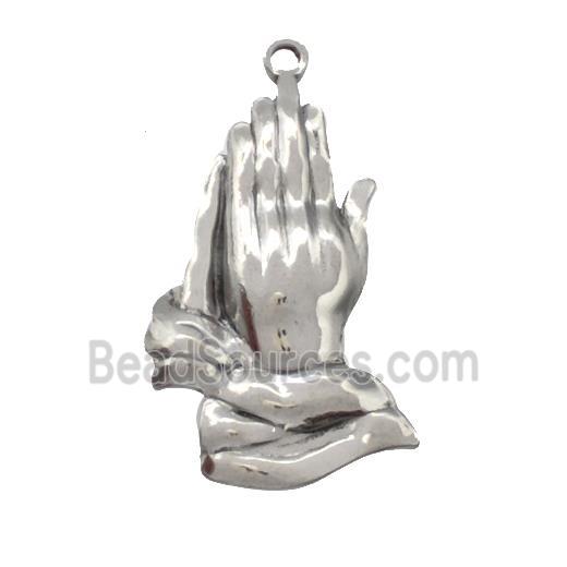 Raw Stainless Steel Prayer Hands Pendant