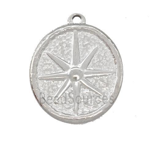 Raw Stainless Steel Compass Pendant