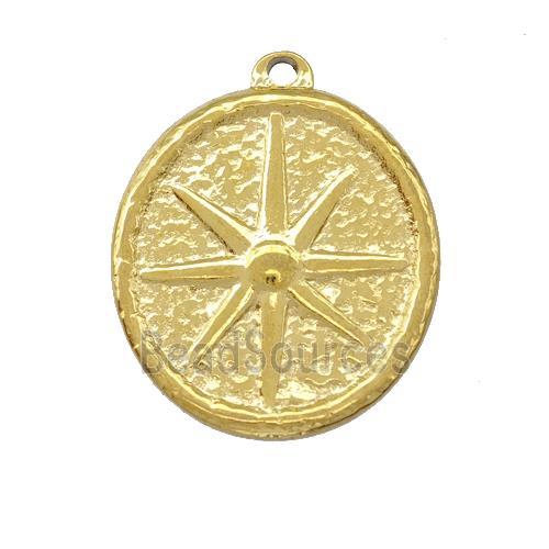 Stainless Steel Compass Pendant Gold Plated