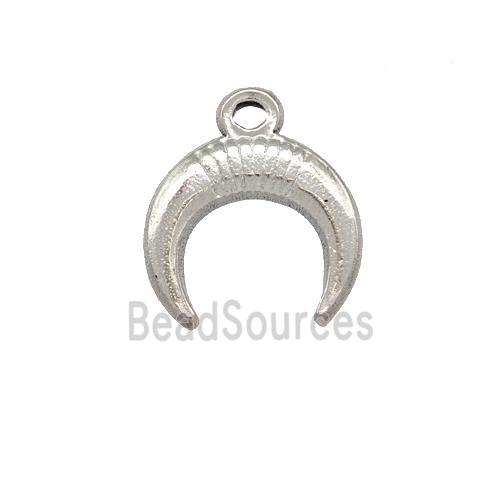 Raw Stainless Steel Crescent Pendant Horn