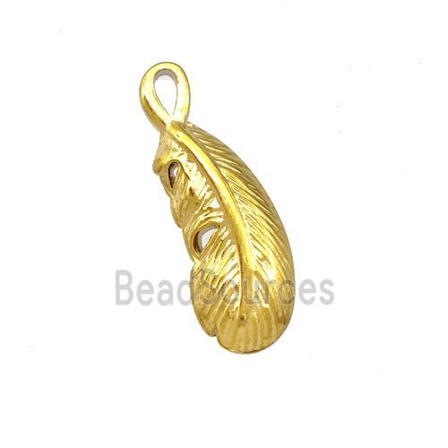 Stainless Steel Feather Pendant Gold Plated