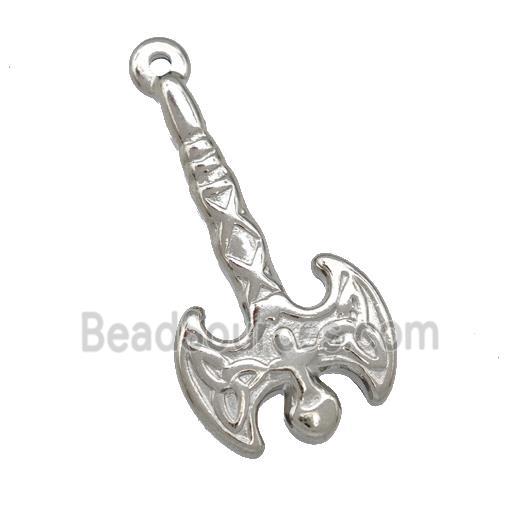 Raw Stainless Steel Battle Axe Charms Pendant