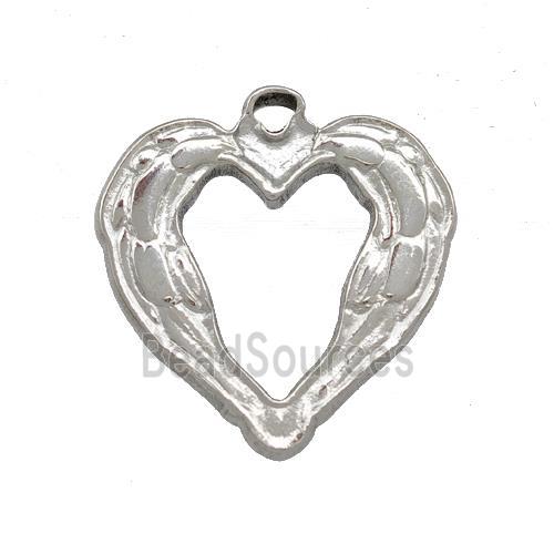 Raw Stainless Steel Heart Pendant Hollow