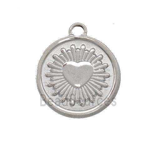 Raw Stainless Steel Heart Pendant Circle