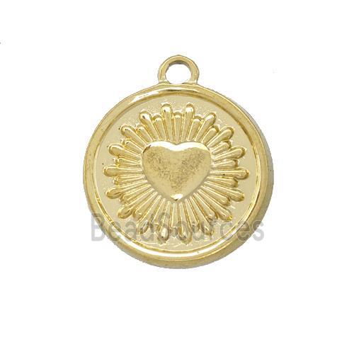 Stainless Steel Heart Pendant Circle Gold Plated