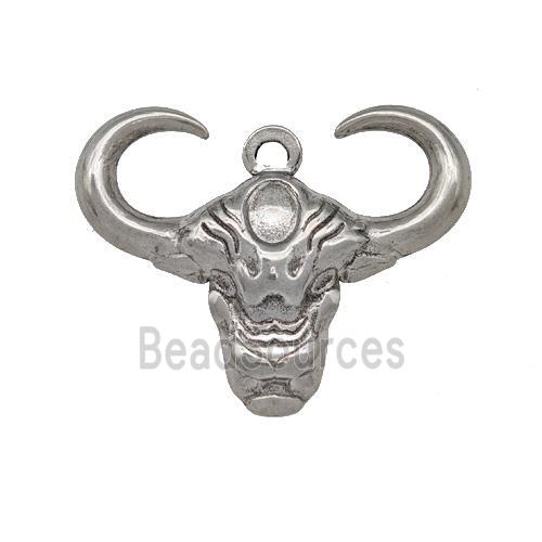 Raw Stainless Steel Bull Head Pendant Cow