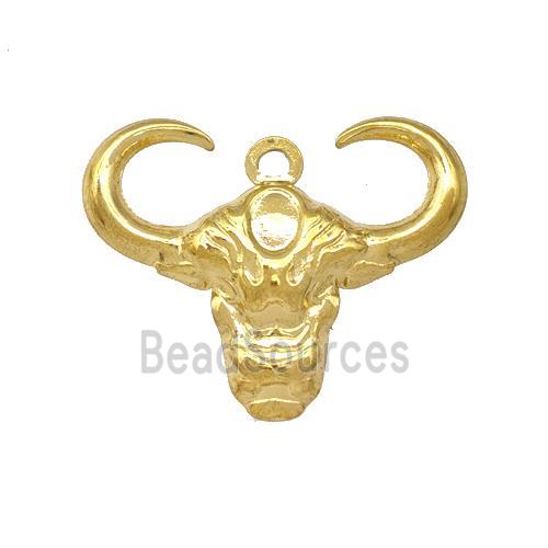 Stainless Steel Bull Head Pendant Cow Gold Plated