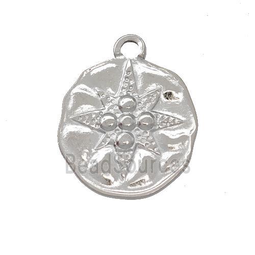 Raw Stainless Steel Circle Pendant Mystic Star