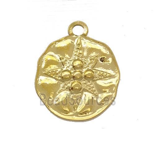 Stainless Steel Circle Pendant Mystic Star Gold Plated