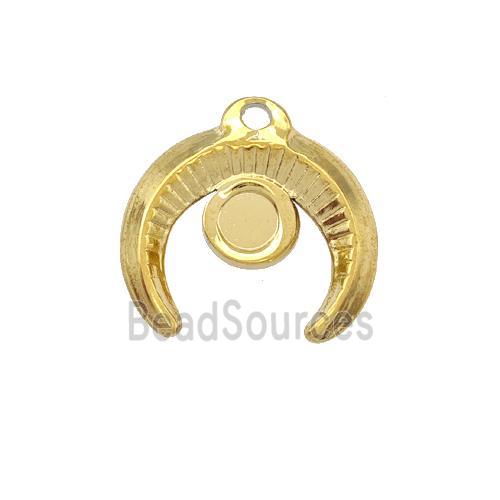 Stainless Steel Horn Pendant With Pad Gold Plated