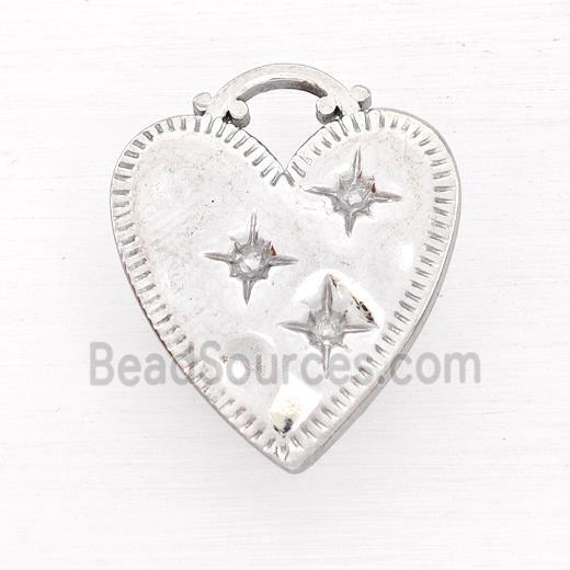 Raw Stainless Steel Heart Pendant Star