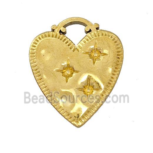 Stainless Steel Heart Pendant Star GoldPlated