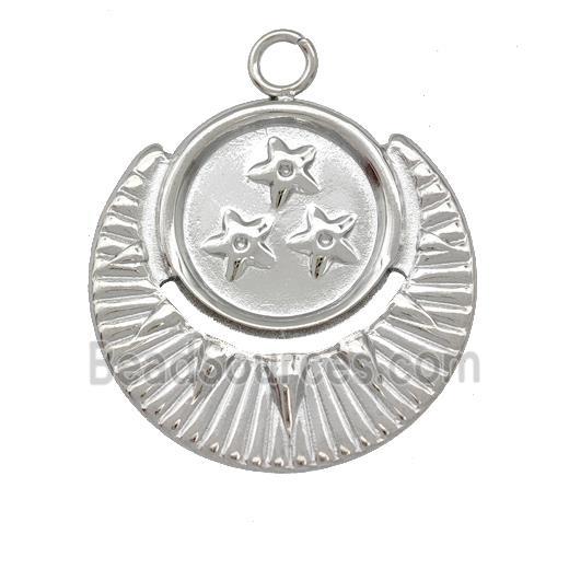 Raw Stainless Steel Moon Star Pendant