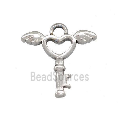 Raw Stainless Steel Key Pendant Angel Wings