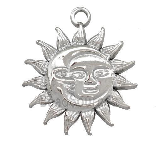 Raw Stainless Steel Sun Moon Pendant