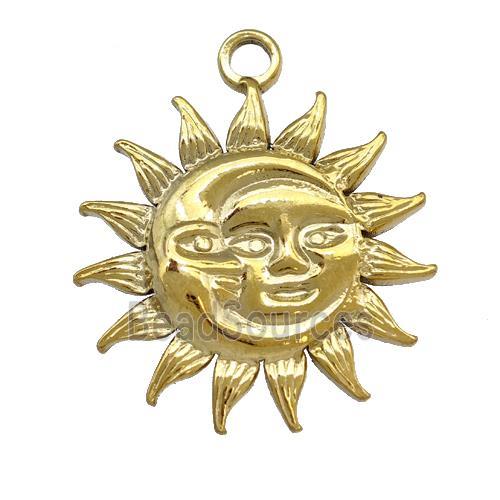 Stainless Steel Sun Moon Pendant Gold Plated