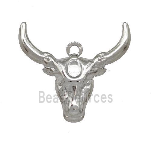 Raw Stainless Steel Bull Head Pendant Cow