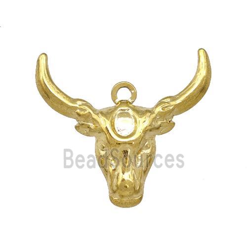 Stainless Steel Bull Head Pendant Cow Gold Plated