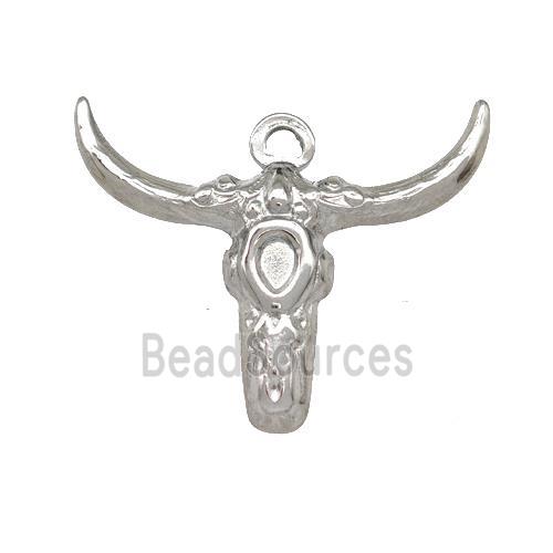 Raw Stainless Steel Bull Head Pendant Cow