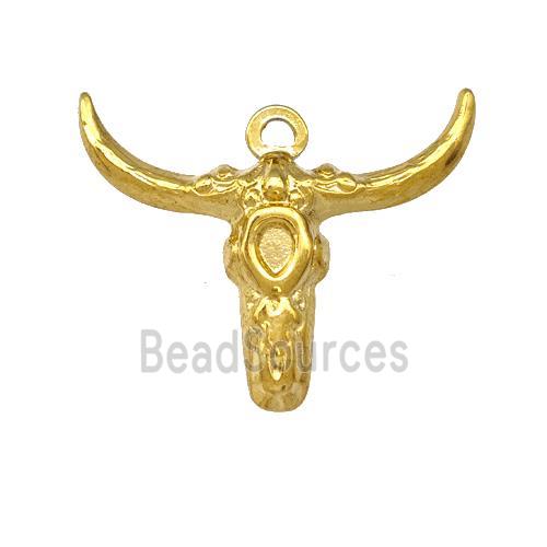 Stainless Steel Bull Head Pendant Cow Gold Plated