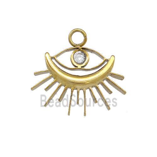 Stainless Steel Eye Pendant Pave Rhinestone Gold Plated