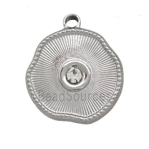 Raw Stainless Steel Sun Pendant Pave Rhinestone