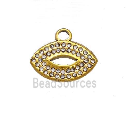 Stainless Steel Lips Pendant Pave Rhinestone Gold Plated