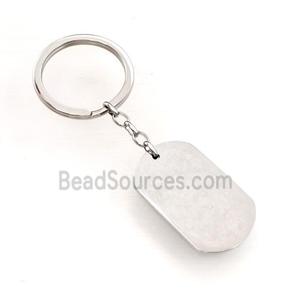 Raw Stainless Steel Key Chain Rectangle Pendant